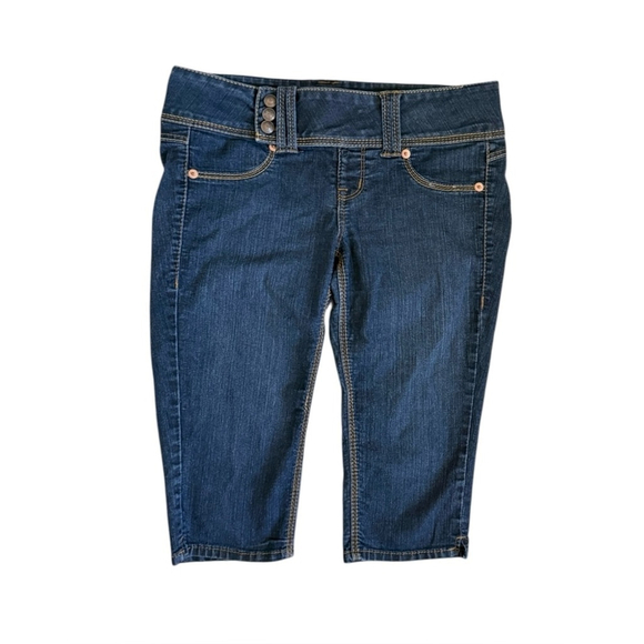 Domaine Pants - Vintage Y2K Domaine Low Rise Cropped Jeans Size L | 2000s Bermuda Capri Denim